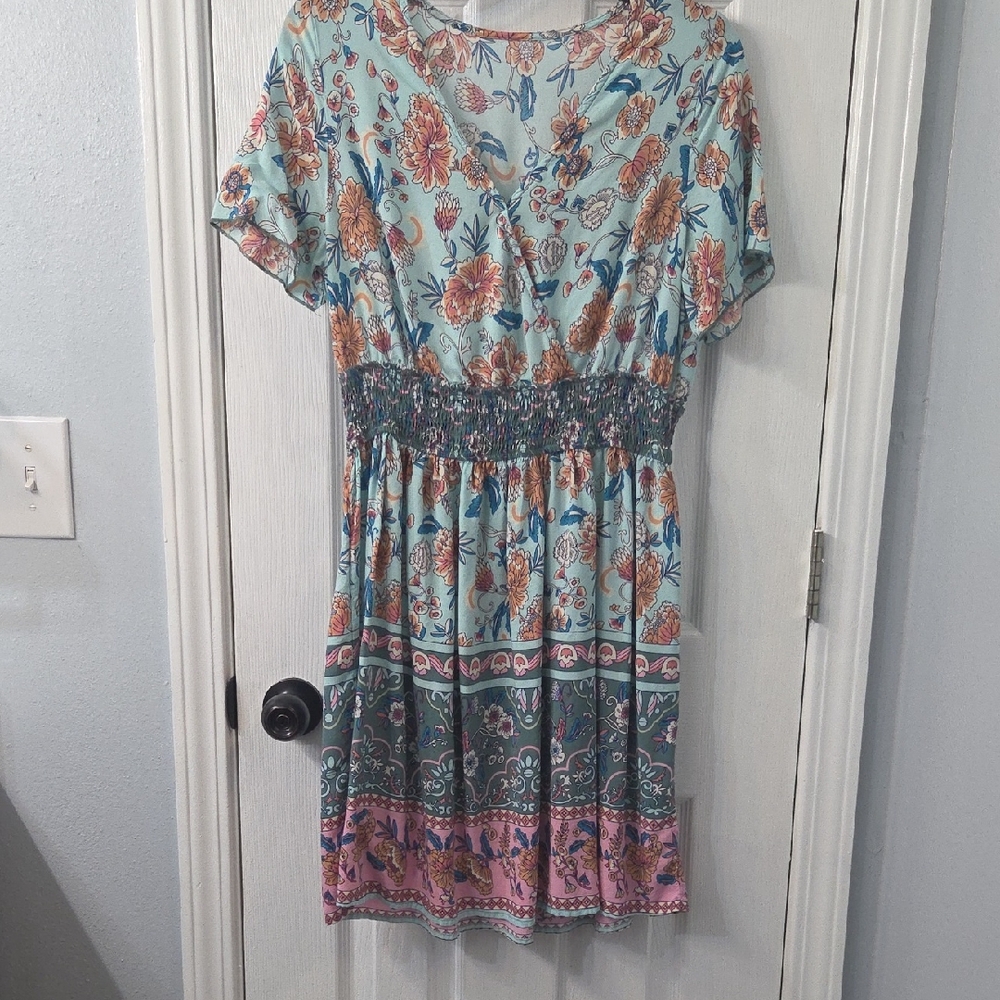 Cupshe Pink and Orange Floral Dress